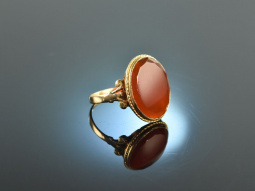 Um 1910! Sch&ouml;ner Damen Siegel Wappen Ring Gold 585 Karneol