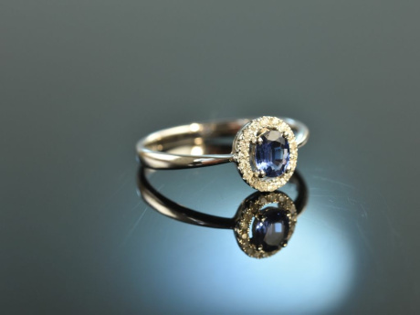 My Love! Classic Engagement Engagement Ring White Gold 750 Sapphire Diamonds