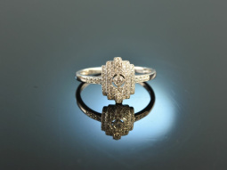 Great Gatsby! Edler Ring im Art Deco Stil Diamanten 0,2 ct Weiss Gold 750