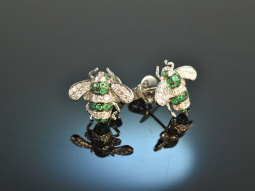 Tiny Bees! H&uuml;bsche Bienen Ohrringe Smaragde...