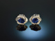Edles Blau! Feinste klassische Saphir Diamant Ohrringe Weiss Gold 750