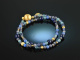 Deep Blue! Feines Fancy Armband Saphir Lapislazuli Apatit Achat Silber 925 vergoldet