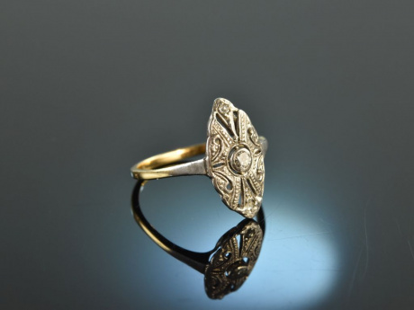 Um 1915! Sch&ouml;ner Art Deco Diamant Ring Gold 585 Platin