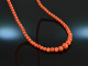 Around 1970! Beautiful red sardegna Mediterranean coral necklace gold 750