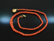 Around 1970! Beautiful red sardegna Mediterranean coral necklace gold 750
