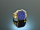 Um 1965! Klassischer Wappen Siegel Ring Lapislazuli Gold 333