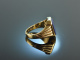 Um 1965! Klassischer Wappen Siegel Ring Lapislazuli Gold 333