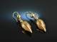Um 1870! Seltene viktorianische Ohrringe mit Kordeldrahtdekor Gold 585