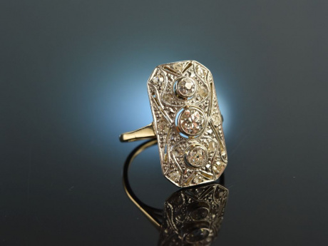 Berlin um 1915! Feinster Art Deco Diamant Ring Gold 585 Platin