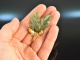 Around 1960! Oakleaf brooch nephrite tigereye diamond gold 585