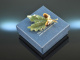 Around 1960! Oakleaf brooch nephrite tigereye diamond gold 585