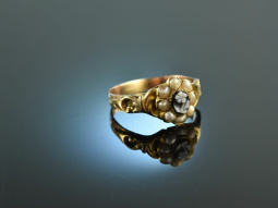 Um 1840! Historischer Biedermeier Ring mit Saatperlen und...