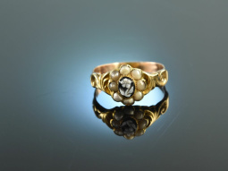 Um 1840! Historischer Biedermeier Ring mit Saatperlen und...