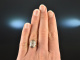 Um 1920! Strenger Art Deco Diamant Ring Gold 585 Platin