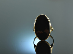 Um 1960! Sch&ouml;ner Damen Wappen Siegel Ring Gold 333 Onyx
