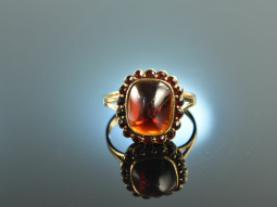 M&uuml;nchen um 1930! Wundervoller gro&szlig;er Granat Cabochon Ring Gold 333