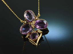 Um 1880! Viktorianisches Collier Amethyst Saatperlen...