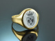 Um 1985! Klassischer Lagenstein Wappen Siegel Ring Gold 585