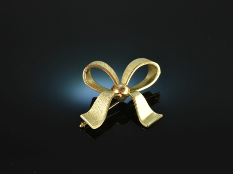 Around 1965! Classic Vintage Bows Brooch Gold 585