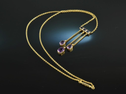 Um 1905! Zartes Jugendstil Collier Amethyste Saatperlen Silber vergoldet