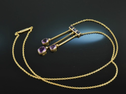 Um 1905! Zartes Jugendstil Collier Amethyste Saatperlen Silber vergoldet