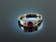 Um 1975! Klassischer Rubin Brillant Ring 0,44 ct Wei&szlig; Gold 750