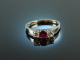 1975! Classic Ruby Brilliant Ring 0,44 ct White Gold 750