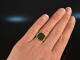 Around 1965! Classic Coat of Arms Signet Ring with Engraving Blood Jasper Gold 585