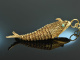 Around 1965! Large link fish pendant with chain silver 925 gold plated