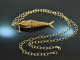 Around 1965! Large link fish pendant with chain silver 925 gold plated