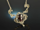 Around 1960! Beautiful traditional Dirndl necklace with large garnet silver 835
