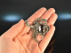 Around 1960! Beautiful traditional Dirndl necklace with large garnet silver 835
