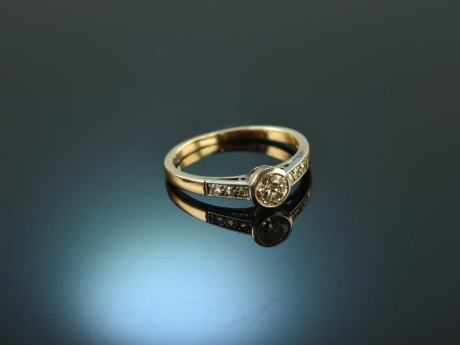 Vienna around 1910! Beautiful old cut diamond ring 0.35 ct gold 585 platinum