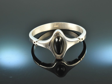 Around 1965! Chic Sixties Franz Scheuerle Design Bangle Onyx Silver 925 signed