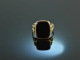 Um 1965! Klassischer Herren Wappen Siegel Ring Onyx Gold 333