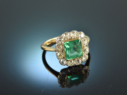 Wien um 1910! Wundersch&ouml;ner Smaragd Diamant Ring...