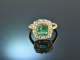 Wien um 1910! Wundersch&ouml;ner Smaragd Diamant Ring Gold 750 Platin
