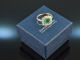 Wien um 1910! Wundersch&ouml;ner Smaragd Diamant Ring Gold 750 Platin