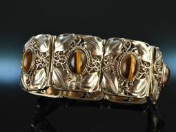 Art Deco um 1920! Seltenes florales Armband Silber 925 Tigerauge