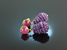 Vivid Violet! Drop earrings amethyst red agate silver 925...