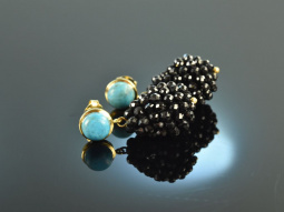 Blackberry Turquoise! Tropfen Ohrringe T&uuml;rkis schwarzer Spinell Silber 925 vergoldet