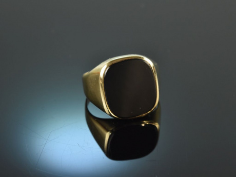Um 1970! Klassischer Vintage Herren Siegel Wappen Ring Onyx Gold 333