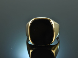 Around 1970! Classic Vintage Mens Signet Crest Ring Onyx...