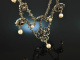 Around 1950! Enchanting traditional Dirndl necklace garnet pearls silver 835