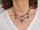 Around 1950! Enchanting traditional Dirndl necklace garnet pearls silver 835