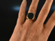 Around 1960! Classic Mens Signet Crest Ring Blood Jasper Gold 333