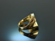 Around 1970! Classic Mens Signet Crest Ring Blood Jasper Gold 585