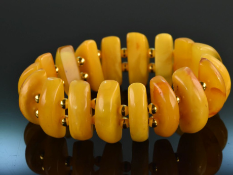 Baltic Amber! Sch&ouml;nes Butterscotch Bernstein Armband mit Kugeln Silber vergoldet