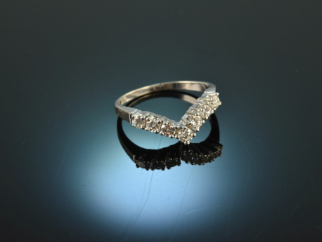 Um 1985! Klassischer Brillant Ring 0,4 ct Wei&szlig; Gold 585