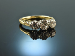 Um 1910! Historischer Diamant Trilogie Ring 1 ct Gold 585